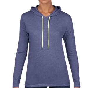 Anvil 887L Heather Blue / Neon Yellow Hoodie